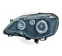 LHD Projector Headlights Pair Angel Eyes Clear Black H1 H1 For VW Polo 05-09