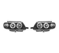 LHD Projector Headlights Pair Angel Eyes Clear Black Round Citroen Saxo 96-99