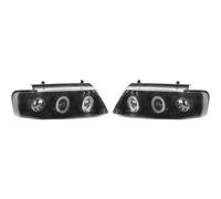 LHD Projector Headlights Pair Angel Eyes Clear Black Round VW Passat B5 96-00
