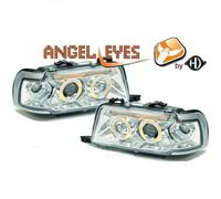 LHD Projector Headlights Pair Angel Eyes Clear Chrome For Audi 80 Avant B4 91-96