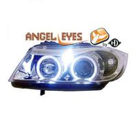 LHD Projector Headlights Pair Angel Eyes Clear Chrome For BMW 3 Series E90 91
