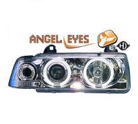 LHD Projector Headlights Pair Angel Eyes Clear Chrome For BMW E36 Coupe 90-99