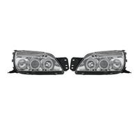 LHD Projector Headlights Pair Angel Eyes Clear Chrome For Ford Fiesta 99-02