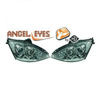 LHD Projector Headlights Pair Angel Eyes Clear Chrome For Ford Focus 01-04