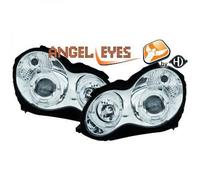 LHD Projector Headlights Pair Angel Eyes Clear Chrome For Mercedes W203 00-On