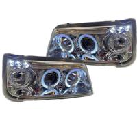 LHD Projector Headlights Pair Angel Eyes Clear Chrome For Peugeot 205 83-96