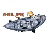 LHD Projector Headlights Pair Angel Eyes Clear Chrome For Peugeot 307 01-05
