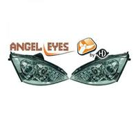 LHD Projector Headlights Pair Angel Eyes Clear Chrome H1 H1 For Ford Focus 01-04