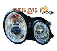 LHD Projector Headlights Pair Angel Eyes Clear Chrome H1 H1 Mercedes CLK 97-02