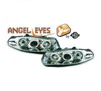 LHD Projector Headlights Pair Angel Eyes Clear Chrome H1 Rover 200 Serie 95-00