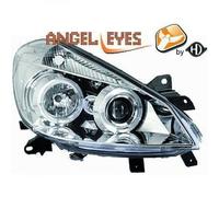 LHD Projector Headlights Pair Angel Eyes Clear Chrome Renault Clio 05-09