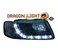 LHD Projector Headlights Pair LED Dragon Clear Black For Audi A3 96-03