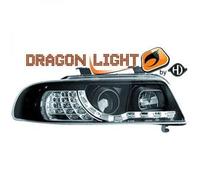 LHD Projector Headlights Pair LED Dragon Clear Black For Audi A4 8D2 99-00