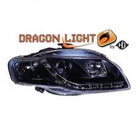 LHD Projector Headlights Pair LED Dragon Clear Black For Audi A4 Avant 8E 04-07