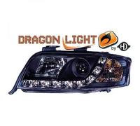 LHD Projector Headlights Pair LED Dragon Clear Black For Audi A6 Typ 4B 01-04