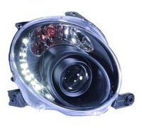 LHD Projector Headlights Pair LED Dragon Clear Black For Fiat 500 Cabrio 07-On