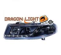 LHD Projector Headlights Pair LED Dragon Clear Black For Seat Toledo Leon 99-04