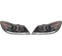 LHD Projector Headlights Pair LED Dragon Clear Black For Skoda Octavia 08-13