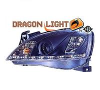 LHD Projector Headlights Pair LED Dragon Clear Black For Vauxhall Corsa C 00-06