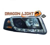 LHD Projector Headlights Pair LED Dragon Clear Black For VW Passat B5 96-00