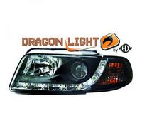 LHD Projector Headlights Pair LED Dragon Clear Black H1 For Audi A4 8D2 94-98