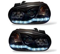 LHD Projector Headlights Pair LED Dragon Clear Black H1 H1 For VW Golf IV 97-03