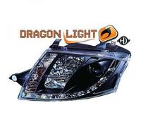LHD Projector Headlights Pair LED Dragon Clear Black H7 H1 For Audi TT 98-06