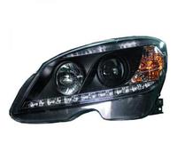 LHD Projector Headlights Pair LED Dragon Clear Black H7 H1 For Mercedes W204