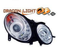 LHD Projector Headlights Pair LED Dragon Clear Chrome D2S H7 For Mercedes W211