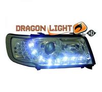 LHD Projector Headlights Pair LED Dragon Clear Chrome For Audi 100 C4 90-94