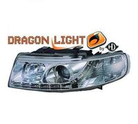 LHD Projector Headlights Pair LED Dragon Clear Chrome For Seat Toledo Leon 99-04