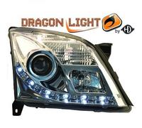 LHD Projector Headlights Pair LED Dragon Clear Chrome For Vauxhall Vectra C