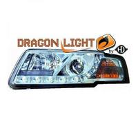 LHD Projector Headlights Pair LED Dragon Clear Chrome For VW Passat B5 96-00