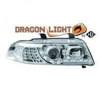 LHD Projector Headlights Pair LED Dragon DRL Chrome for Audi A4 8D2 1999-2000