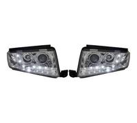 LHD Projector Headlights Pair LED Dragon DRL Chrome For Skoda Fabia 1999-2007