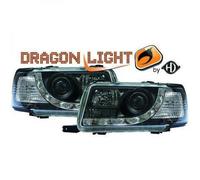 LHD Projector Headlights Pair LED Dragon DRL Lights Black for Audi 80 B4 1991-96