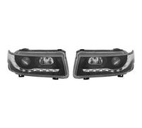 LHD Projector Headlights Pair LED Dragon DRL Lights Black VW Passat B4 1993-97