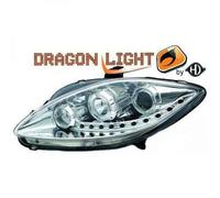 LHD Projector Headlights Pair LED Dragon DRL Lights Chrome Seat Toledo Leon