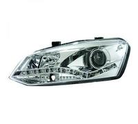 LHD Projector Headlights Pair LED Dragon DRL Lights Chrome VW Polo 6R 2009-14