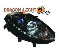 LHD Projector Headlights Pair LED Dragon DRL Lights Clear Black Fiat Bravo 07-10
