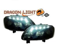 LHD Projector Headlights Pair LED Dragon DRL Lights Clear Black For VW Touran