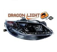 LHD Projector Headlights Pair LED Dragon DRL Lights Clear Black Seat Ibiza 08-12