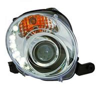 LHD Projector Headlights Pair LED Dragon DRL Lights Clear Chrome Fiat 500 07-15