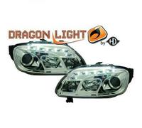LHD Projector Headlights Pair LED Dragon DRL Lights Clear Chrome VW Touran 03-06
