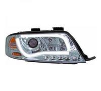 LHD Projector Headlights Pair LED DRL Clear Chrome For Audi A6 Typ 4B 97-01