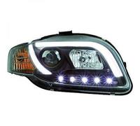 LHD Projector Headlights Pair LED Light Bar DRL Black For Audi A4 Avant B7 04-07