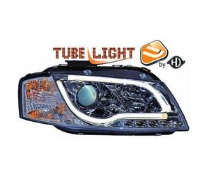 LHD Projector Headlights Pair LED lightbar DRL Clear Chrome For Audi A3 03-08