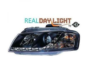LHD Projector LED DRL Headlights Headlamp Pair Clear Black For Audi A3 03-08