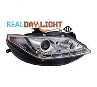 LHD Projector LED DRL Headlights Headlamp Pair Clear Chrome For Seat Ibiza 08-12