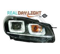 LHD Projector LED DRL Headlights Pair Clear Black Chrome Strip For VW Golf 6